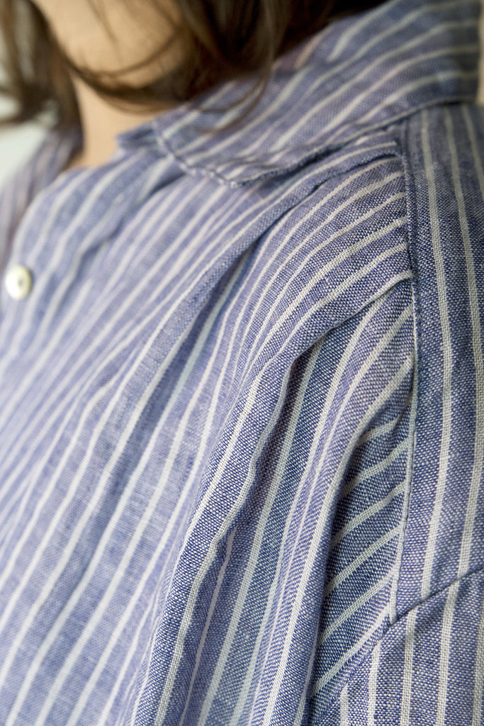 Fog Linen Jill Work Shirt Chambray Stripe