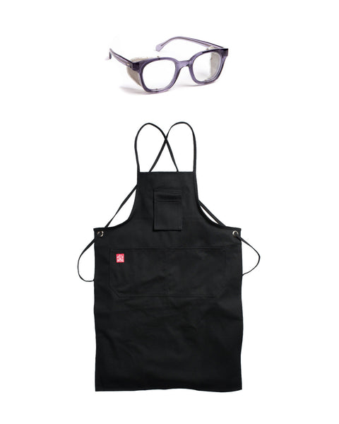 Spectacular Apron Combo - Black Canvas Work Apron + Clear Safety Spectacle