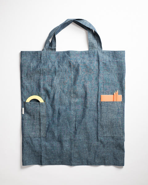 Portland Apron Company Smock Organic Hemp Blue Demin